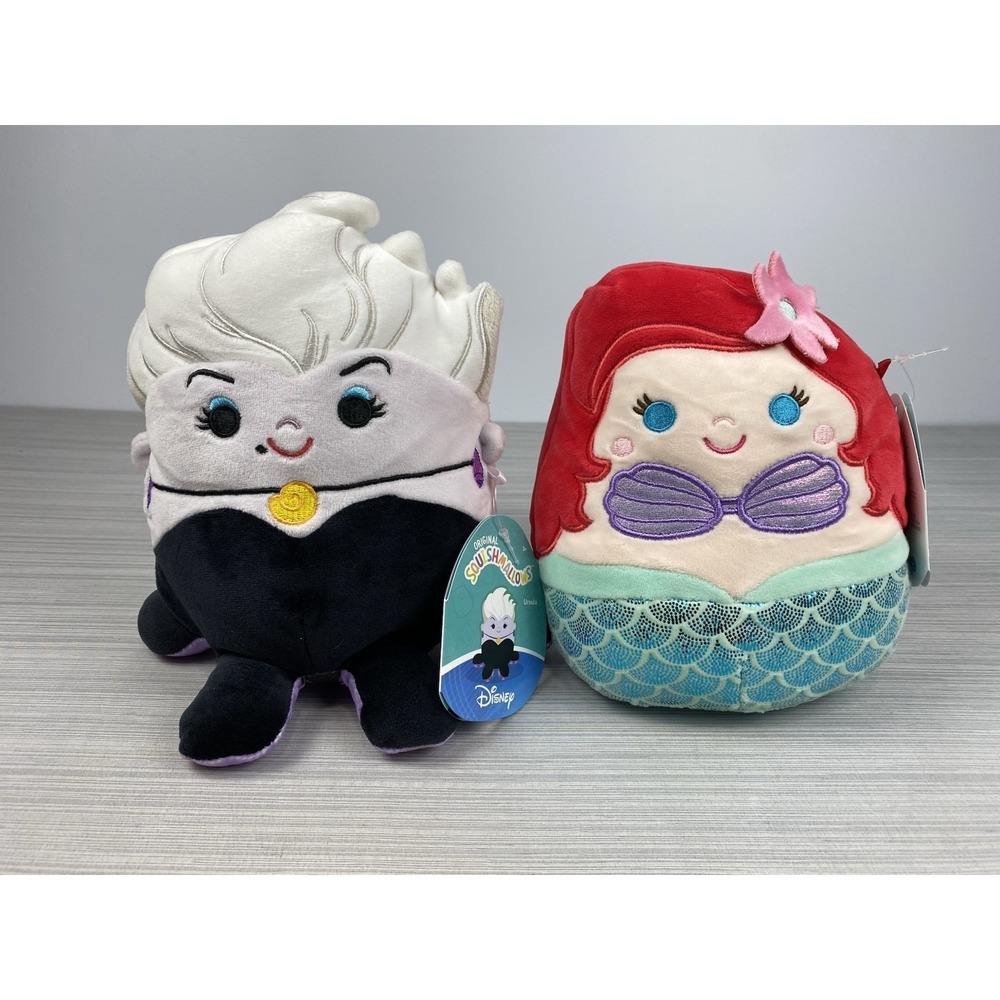 Disney Squishmallow 7.5" Ariel & Ursula Little Mermaid Kelly Toy Plush NEW w/Tag